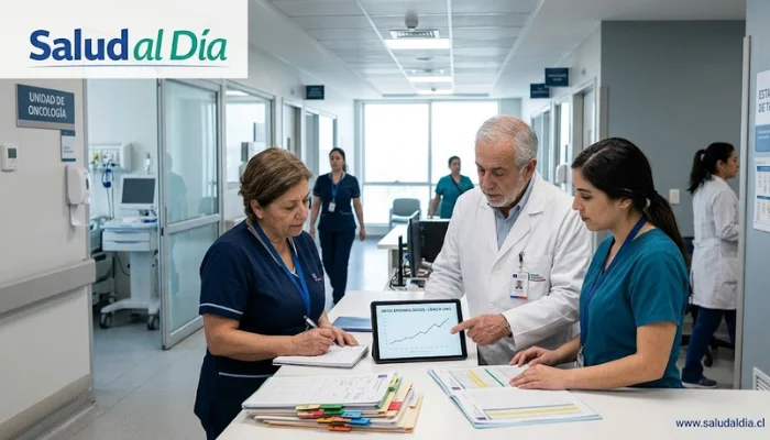 Profesionales de la salud atendiendo pacientes en contexto de atención oncológica