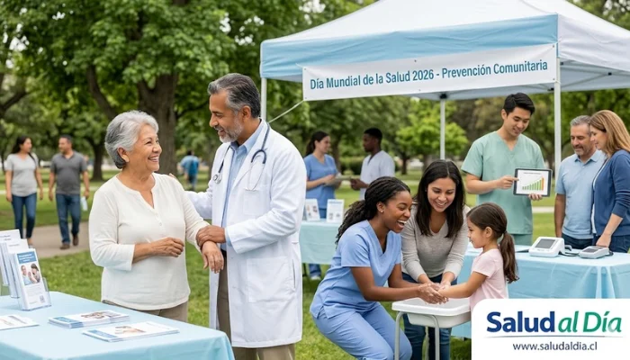 Profesionales de la salud en campaña de vacunación y prevención en contexto de salud pública