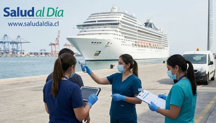 Crucero en vigilancia sanitaria internacional con referencia visual a prevención de hantavirus y control epidemiológico