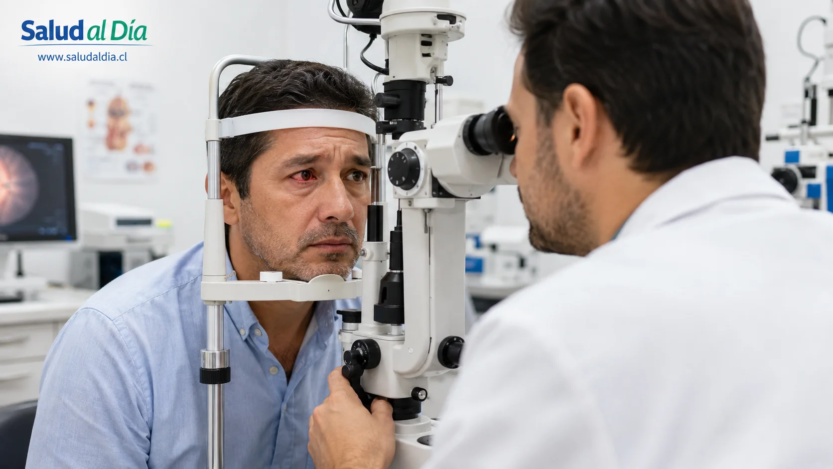 Persona con dolor y enrojecimiento ocular asociado a una posible infección que requiere evaluación oftalmológica urgente