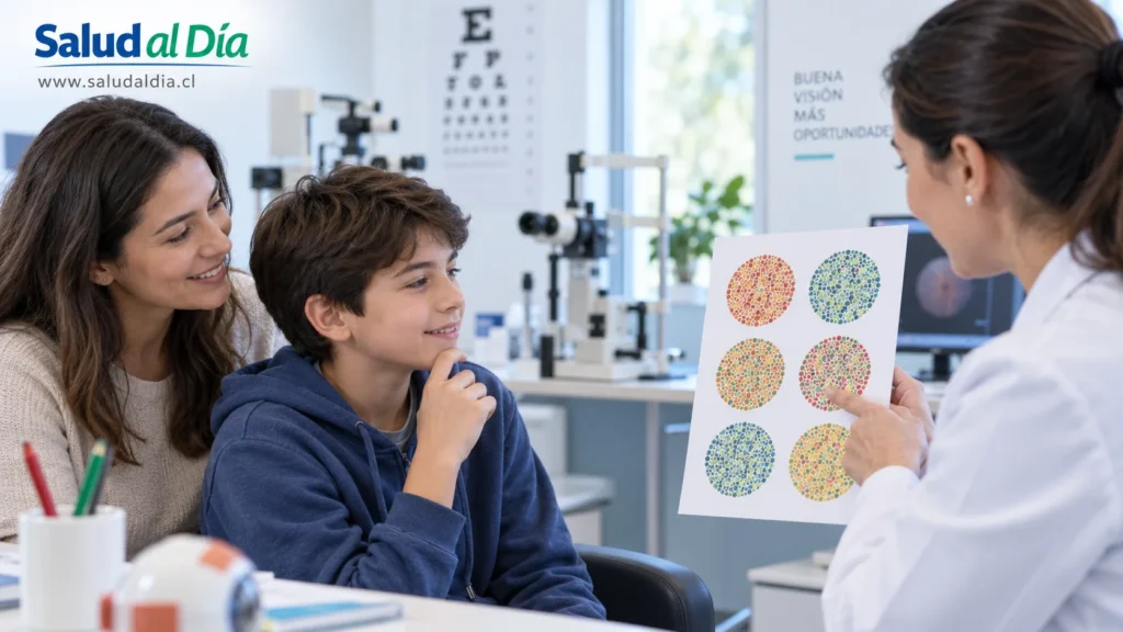 Persona realizando una prueba de visión de colores para detectar daltonismo