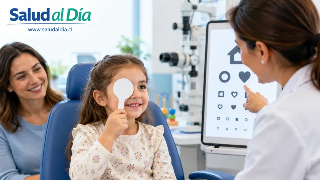 Niño durante un control oftalmológico para detectar ambliopía y otros problemas de visión