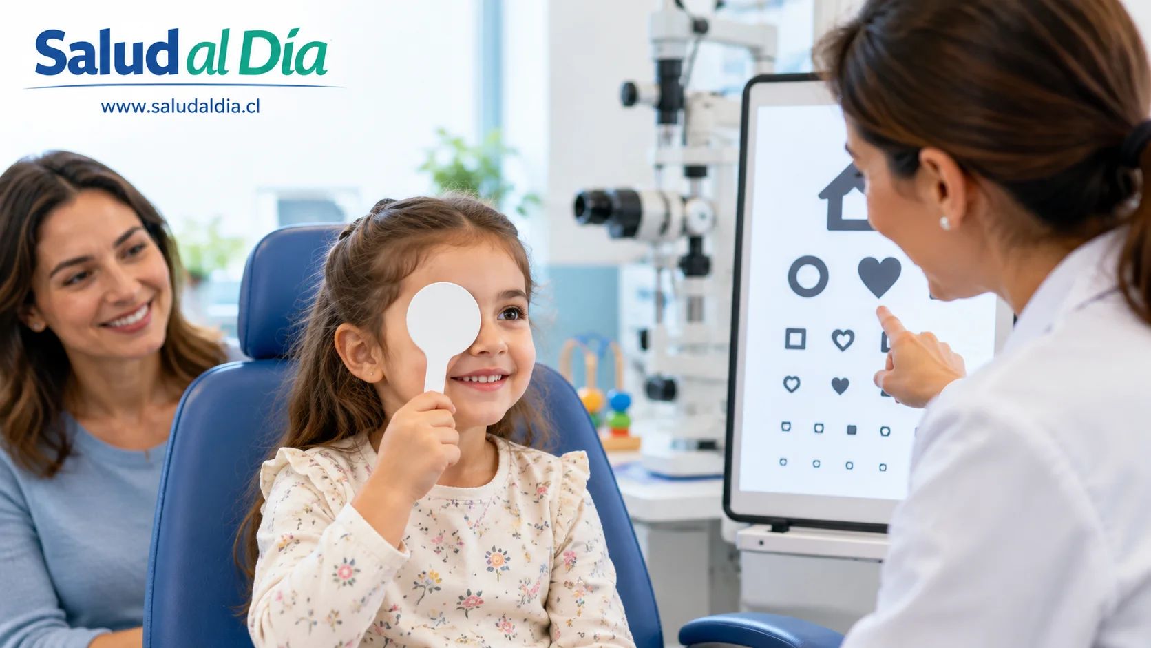 Niño durante un control oftalmológico para detectar ambliopía y otros problemas de visión