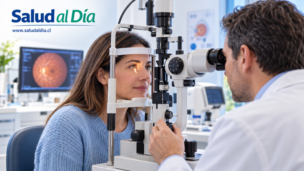 Persona durante un control oftalmológico preventivo para evaluar su salud visual
